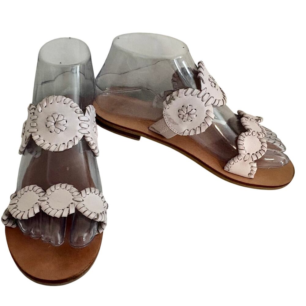 Jack Rogers Laurin Nappa Leather Medallion Stitched Flat Sandals Boho Western 4